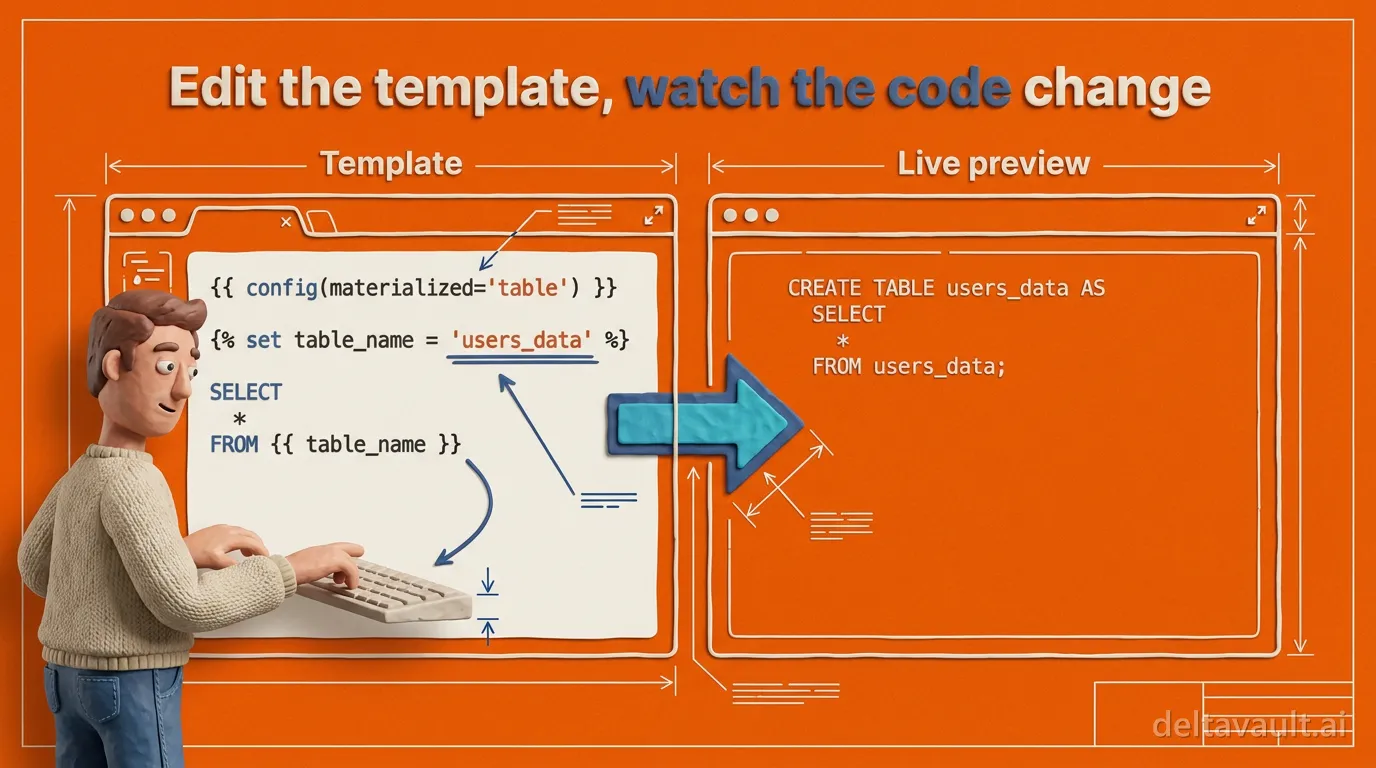 Edit the template, watch the code change